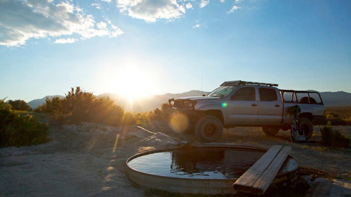 truck parked at the spencer nevada hot springs